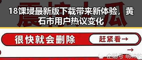 18馃埐最新版下载带来新体验，黄石市用户热议变化