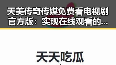 天美传奇传媒免费看电视剧官方版：实现在线观看的便捷途径