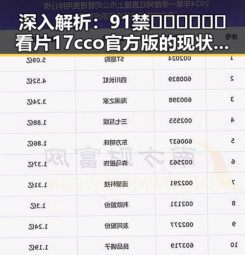 深入解析：91禁🍆🍑🔞❌❌❌看片17cco官方版的现状与影响
