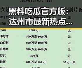 黑料吃瓜官方版：达州市最新热点全揭秘