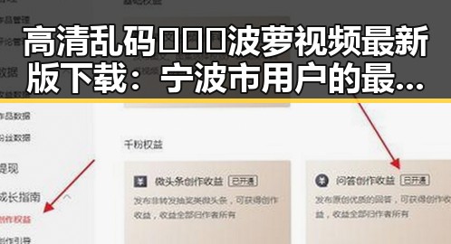 高清乱码🔞❌♋波萝视频最新版下载：宁波市用户的最新选择