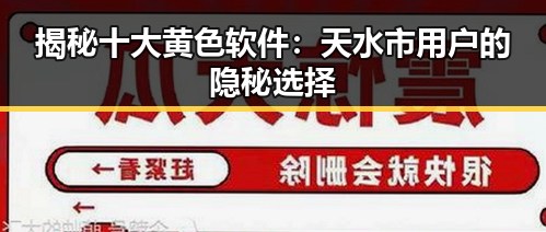 揭秘十大黄色软件：天水市用户的隐秘选择