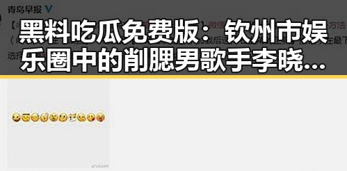 黑料吃瓜免费版：钦州市娱乐圈中的削腮男歌手李晓阳引发关注