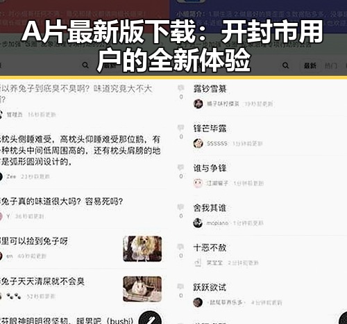 A片最新版下载：开封市用户的全新体验